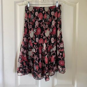 Floral Black and Red Women's Skirt